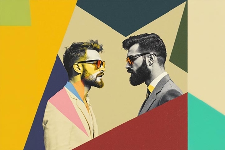 an illustration of a gay couple being upset with one another