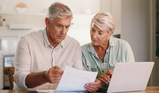 Couple going over estate planning documents