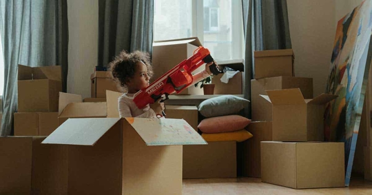 Child inside a box