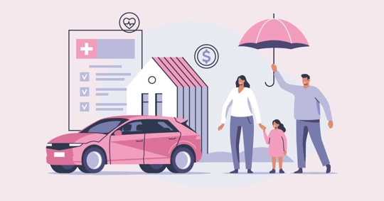 Family under umbrella