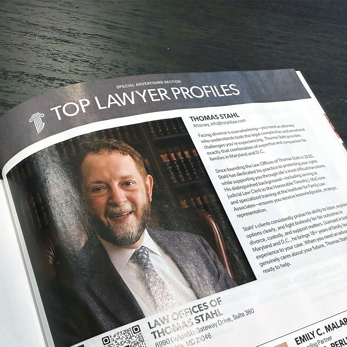 Thomas Baltimore Thomas B. Stahl: Recognized by Baltimore Magazine for Excellence in ...
